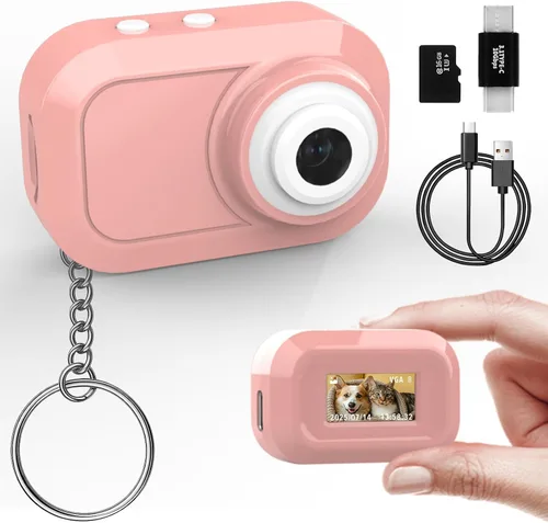 Vista 8 de Mini cámara con llavero con 14M 1080P FHD, mini cámara digital de bolsillo, pequeñas cámaras portátiles de 0.96 pulgadas, grabadora de video