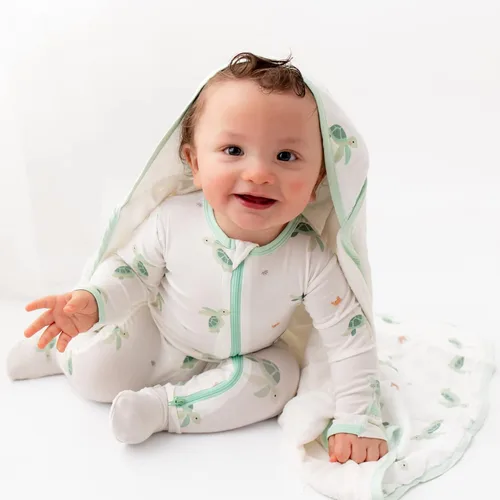 Vista 3 de Pijama suave de viscosa de bambú para bebé, cierre de cremallera, 0-24 meses