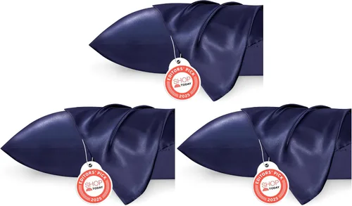 Vista 56 de Bedsure Paquete de 2 fundas de almohada de satén similares a las fundas de almohada de seda tamaño estándar, funda de almohada para mujeres que