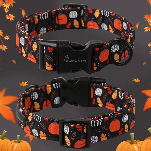 Vista 186 de Aring Pet Collar de algodón, ligero y ajustable, con hebilla de liberación rápida, para perros pequeños, medianos y grandes, para cachorros, S, Hoja