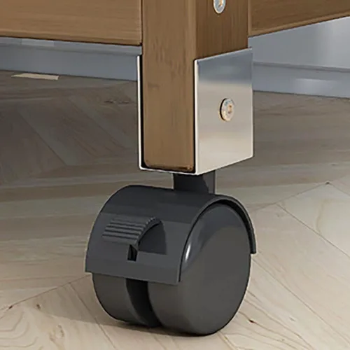 Vista 4 de Perchero independiente resistente, perchero de bambú con ruedas, ideal para almacenamiento de ropa de dormitorio