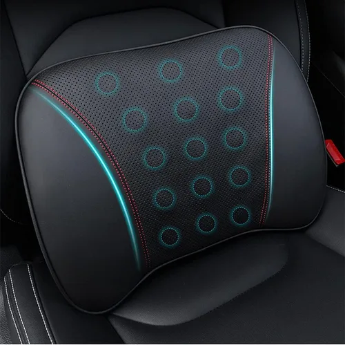 Vista 4 de Almohada de apoyo para asiento de automóvil, almohada de cuero de espuma viscoelástica, cojín de apoyo lumbar, cojín de respaldo para silla