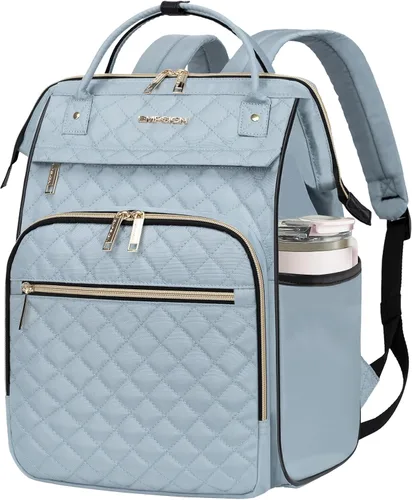 Vista 13 de EMPSIGN - Mochila para laptop de 15.6 pulgadas para mujeres, bolsa de viaje para computadora, negocios y trabajo, repelente al agua, mochila casual