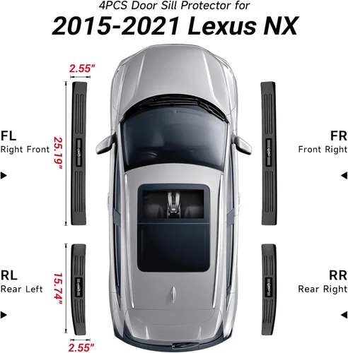 Vista 7 de 4 protectores de umbral de puerta compatibles con Lexus 2015-2021 NX NX200t/NX300/NX300h, accesorios de material plástico ABS negro mate