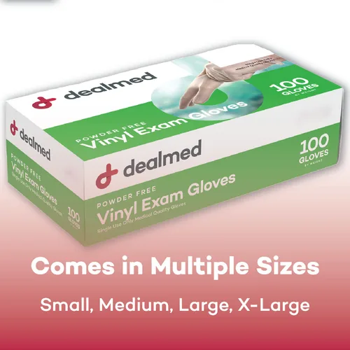 Vista 6 de Dealmed Guantes de examen de vinilo – 100 ct. Guantes médicos pequeños, guantes desechables, guantes sin látex no irritantes para un botiquín
