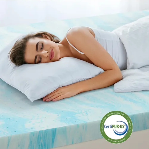 Vista 5 de Airdown Cubrecolchón de espuma viscoelástica con infusión de gel de 2 pulgadas, tamaño individual