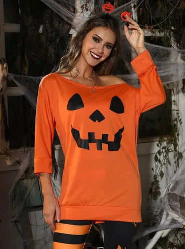 Vista 4 de For G and PL Tops de manga 34 con hombros descubiertos para Halloween para mujer