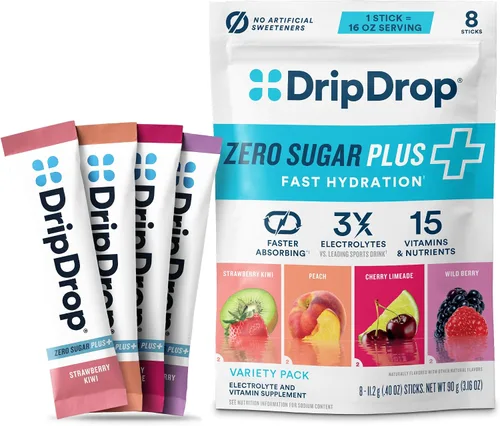 Vista 9 de DripDrop Hydration Zero Sugar - Paquetes de electrolitos, melocotón, 30