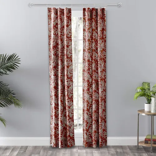 Vista 12 de Ellis Curtain Lexington Leaf Tailored Swags, Azul 56"x36