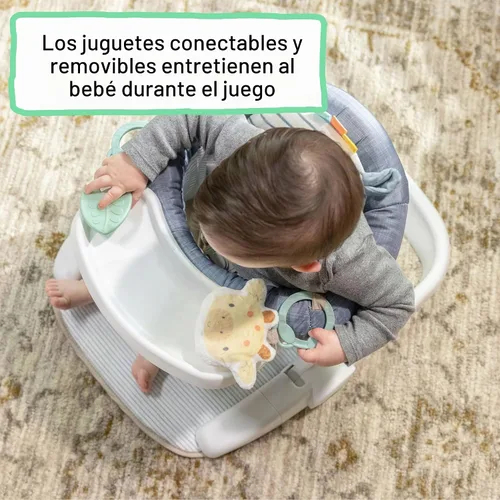 Vista 4 de Ingenuity Prop Spot Asiento de Piso para Aprender a Sentarse para Bebé, Bandeja Removible, 2 Juguetes Enlazables, Estera para Tiempo de Barriga Casi