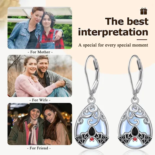Vista 67 de Aretes colgantes de filigrana de plata de ley 925, margarita, loto, flor de rosa, piedra lunar, lágrima para mujer, nudo celta infinito, margarita