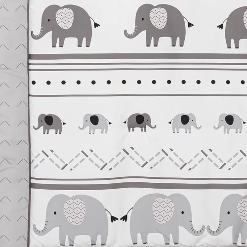 Vista 3 de Sweet Jojo Designs Gris y blanco bohemio elefante bohemio niño niña género neutro unisex bebé cuna juego de ropa de cama infantil habitación manta