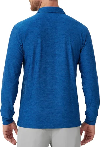 Vista 71 de NAVISKIN Camisas polo de manga larga para hombre, camisas de golf con cuello UPF 50 SPF para hombre, secado rápido, absorbe la humedad