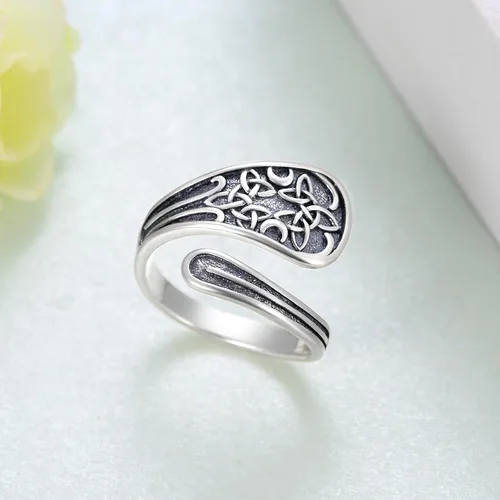 Vista 3 de Feijiesi Open Ring for Women Sterling Silver Thumb Ring Spoon Ring for Women Girls