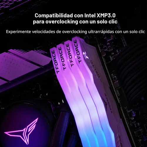 Vista 3 de TEAMGROUP T-Force Delta RGB DDR5 Ram 64GB (2x32GB) 6000MHz CL38 Intel XMP 3.0 y AMD Expo Módulo de memoria de escritorio compatible Blanco