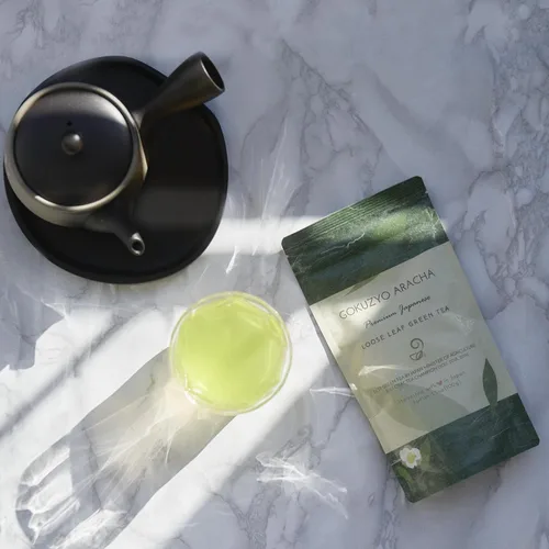Vista 3 de Japanese Green Tea Co. Gokuzyo Aracha (3.53 oz) - Té verde japonés hoja suelta - Cerveza de hojas sueltas sin refinar de alto grado al vapor