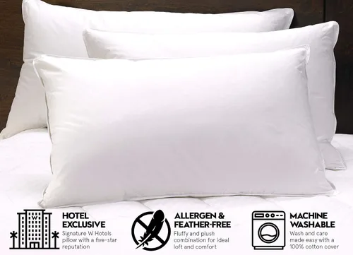 Vista 2 de Almohada alternativa de plumón, almohada hipoalergénica, tamaño Queen (20 x 30 pulgadas)