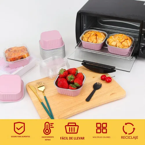 Vista 3 de LNYZQUS - Paquete de 120 mini moldes para pasteles de 10 onzas con tapas