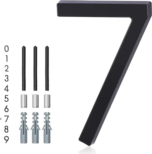 Vista 16 de Números de casa de 5 pulgadas para exterior, dirección de metal número 8, diseño moderno, acabado con recubrimiento en polvo negro resistente a