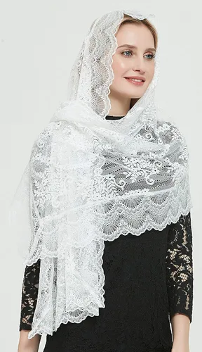 Vista 5 de Pestañas encaje vintage floral encaje bufanda encaje capilla velo Mantilla infinito masa latina S04