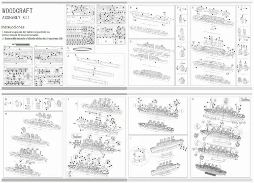 Vista 6 de Bitopbi Rompecabezas de madera 3D modelo Titanic de gran tamaño, crucero, versión en inglés, coleccionable, construcción de bricolaje, kit