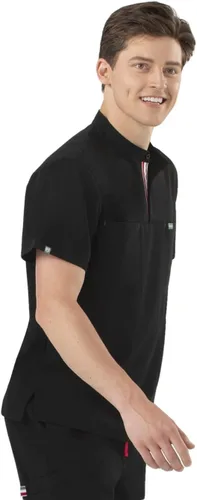 Vista 3 de Mediclo Camisa médica para hombre Skye Banded Collar Camisa con bolsillos en el pecho Eco Friendly Sustainable FYSEL Tela Workwear