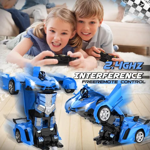 Vista 4 de Transform - Coche de juguete a control remoto para niños de 4 a 8 años, auto a control remoto para niños de 4 a 7 años, autos transformables