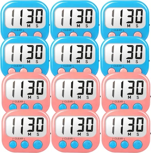 Vista 26 de Temporizadores de aula para profesores y niños, temporizador digital magnético grande, suministros para profesores, paquete de 2, azul y verde