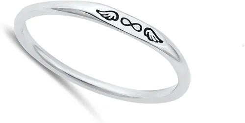 Vista 2 de Infinity Guardian Angel Wings - Anillo de moda de plata de ley 925, tallas 4-10