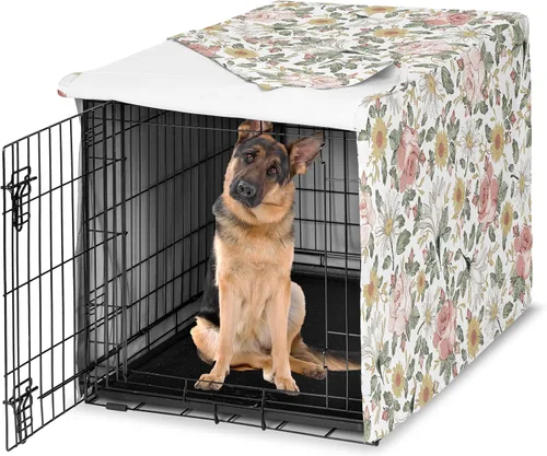 Vista 34 de Sweet Jojo Designs Funda para Jaula de Perro Mediano de 36 Pulgadas (Floral Bohemio) para Jaulas de Mascotas para Niñas, Fundas para Perreras Óxido