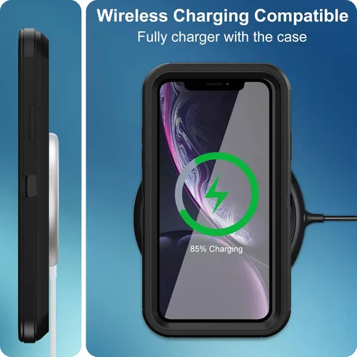 Vista 6 de Funda para iPhone XR, con protector de pantalla integrado, protección resistente contra caídas, cuerpo completo, a prueba de golpes, a prueba