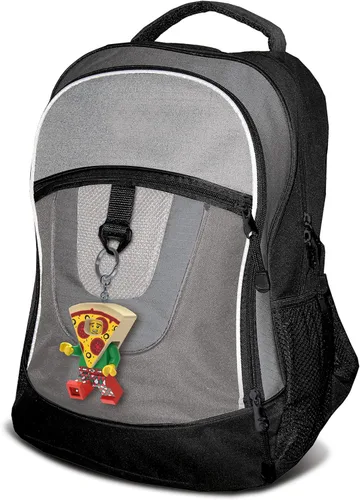 Vista 5 de LEGO KE176H - Llavero de luz para disfraz de pizza (KE176H) grande, 3 pulgadas de alto Colgante de bolsa con luz LED