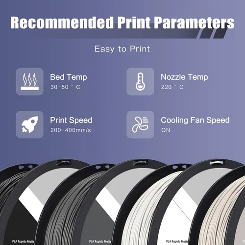 Vista 5 de R QIDI TECHNOLOGY Filamento PLA Mate 1.75mm, Filamento de Impresora 3D PLA Rapido Mate Carrete de 1kg (2.2lbs), Adecuado para Impresión de Alta