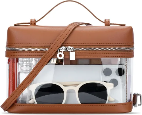 Vista 12 de KKXIU Bolsos cruzados transparentes para mujer, de piel vegana, aprobados para estadios, bolsas transparentes para conciertos y deportes
