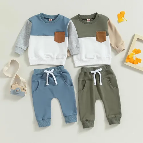 Vista 8 de YINGISFITM Conjunto de sudadera de manga larga con capucha y botones a cuadros para niños pequeños, ropa de invierno a la moda