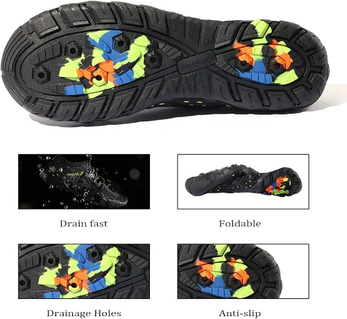 Vista 4 de Joelynne Zapatos de agua para mujeres y hombres de secado rápido descalzo para playa natación deportes senderismo buceo surf 1-carbon Black