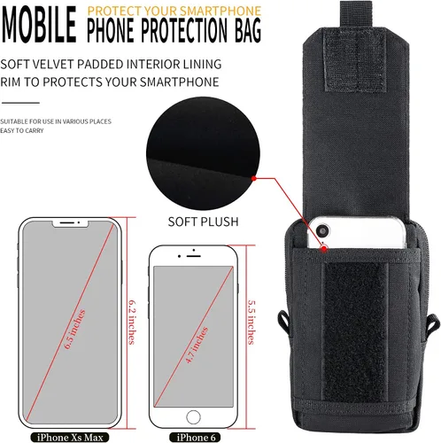 Vista 3 de Funda táctica multiusos Molle para cinturón de teléfono celular, funda para iPhone 14 Plus, iPhone 14 Pro Max, iPhone 13 Pro Max, iPhone 12 y iPhone