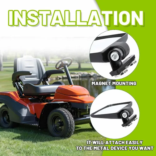 Vista 7 de KUAFU Espejos magnéticos universales para tractor, compatibles con Kubota John Deere, cortacésped de giro cero, espejos laterales traseros negros, 2