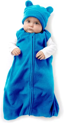 Vista 7 de Cuddle Club Saco de dormir de forro polar para bebé, manta para bebé, saco de dormir y sombrero para recién nacido Fresa