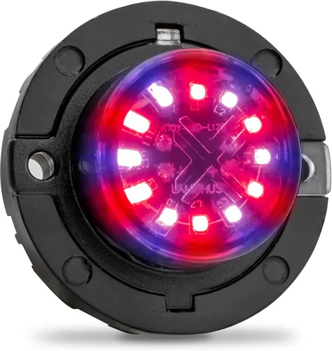 Vista 14 de Lamphus SnakeEye III Ámbar Azul 12W LED Luz estroboscópica oculta [Clase SAE 1] 12V Bombilla redonda impermeable de 1 pulgada para parpadeo de azul