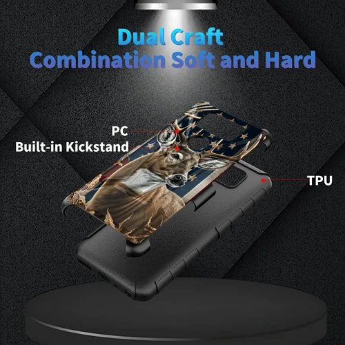 Vista 126 de Funda para AT&T Maestro Max 2021/Cricket Ovation 2 con protector de pantalla de vidrio templado, funda resistente con función atril integrada