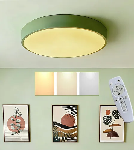 Vista 17 de Led Ceiling Light with Remote White 16 "24w Flush Mount Suitable for Bedroom, Kids Room,Hallway, Balcony, Checkroom,Office,Bathroom Ceiling Lamp
