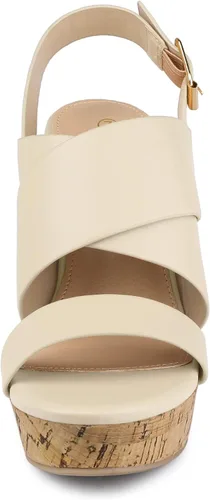 Vista 2 de Allegra K Sandalias de cuña con plataforma de madera para mujer