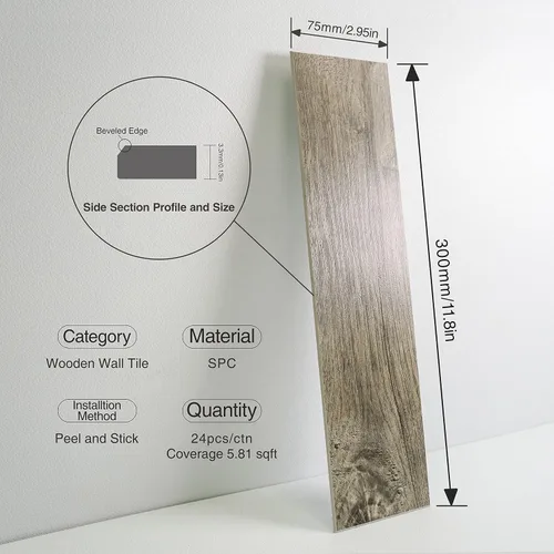 Vista 3 de COLAMO Pelar y Pegar Azulejos para Salpicaduras, Paneles de Shiplap Falsos de Atenas Gris Oscuro Gruesos de 1 Pieza, Paneles de Madera Autoadhesivos