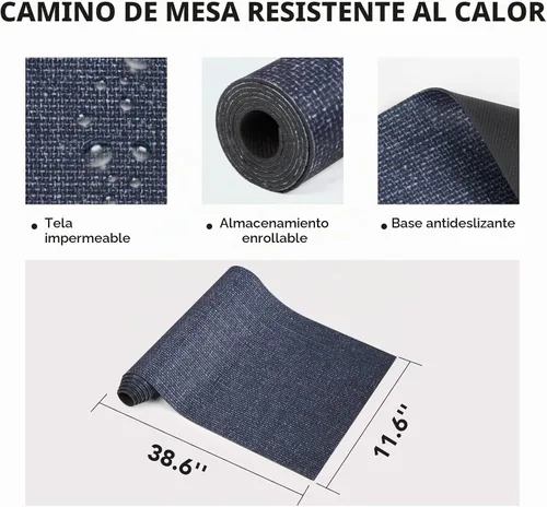 Vista 4 de Tapete de mesa de salvamanteles para platos calientes, 12 x 40 pulgadas, resistente al calor, impermeable, decorativo, para granja, cocina Negro