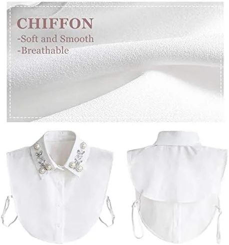 Vista 5 de Cuello falso con pechera, media camisa Joyci con diamantes y perlas falsos