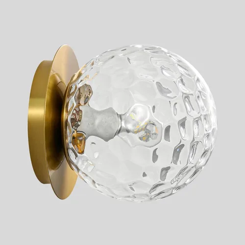 Vista 10 de Aplique de pared moderno de globo de vidrio: Luz de apliques esféricos dorados - Accesorio de luces de bola individual de latón pequeño para tocador