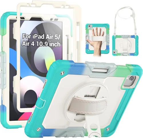 Vista 16 de SEYMAC Funda para iPad Air de 5ª/4ª generación de 10.9 pulgadas, Funda Protectora de Cuerpo Completo Resistente a Golpes con Protector de Pantalla
