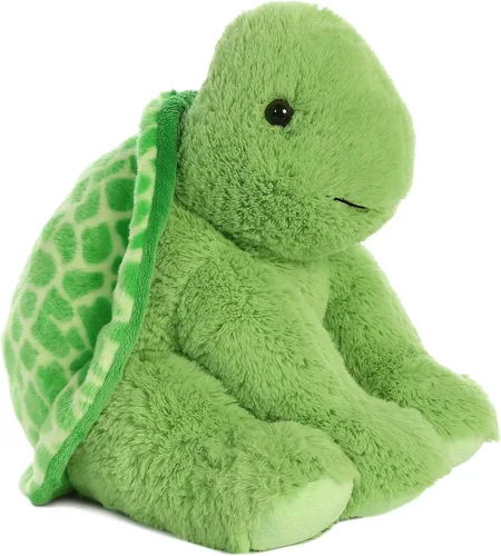 Vista 2 de Aurora® Peluche de tortuga de peluche – Comodidad acogedora – Acurruces sin fin – Verde 14 pulgadas