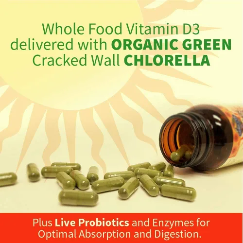 Vista 3 de Garden of Life Vitamina D, Vitamin Code Raw D3, Vitamina D 2,000 UI, Suplementos D3 de Alimentos Integrales Crudos con Chlorella, Frutas, Verduras